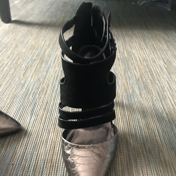 BCBG Strap Snakeskin Metallic Heels - Picture 6 of 8